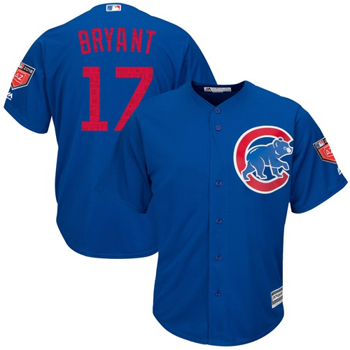 Cubs #17 Kris Bryant Blue 2018 Spring Training Cool Base Stitched MLB Jersey